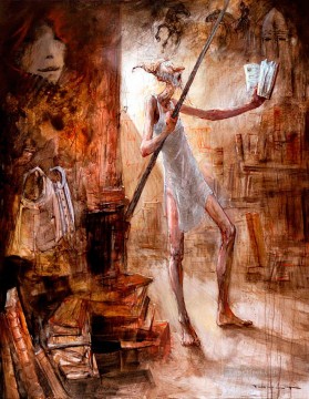Moderno Painting - Don Quijote La Bibliothèque MP Moderna